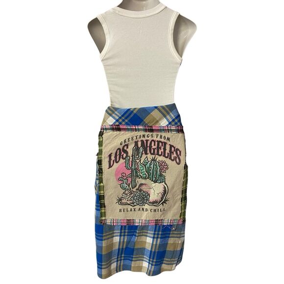 Upcycled Flannel Shirt Womens 3X Shacket Blue Desert Cactus Grunge Concert Art - Picture 11 of 16